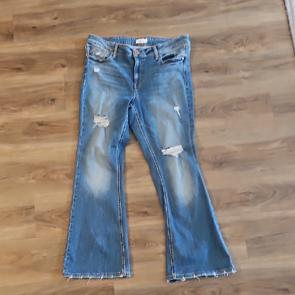 Blue Distressed Bootcut Women's Jeans